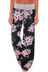 Sexy Black Floral Terry Wide Leg Pants